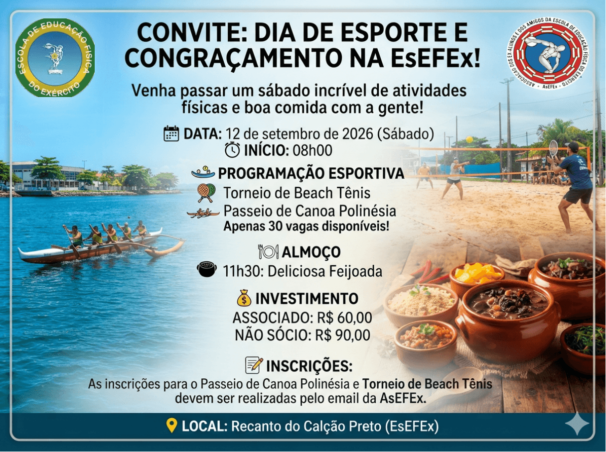 AsEFEx - Convite para Feijoada - 12 SET 2026 - 11:30hs - Recanto do Calção Preto
